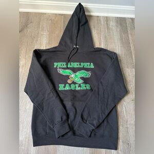 Philadelphia Eagles Birds Throwback Hoodie Sweatshirt Black Green Size M